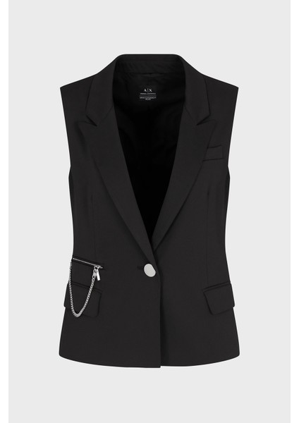 Regular Fit Mono Yaka Zincir Detaylı Yelek Bayan Yelek XW000435 AF12749 UC001
