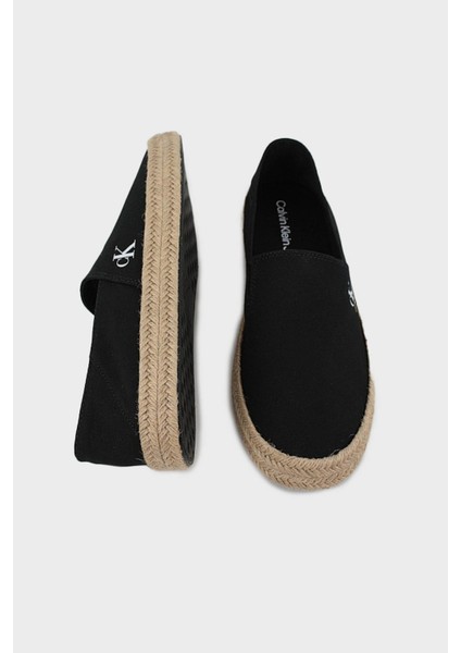 Logolu Pamuk Karışımlı Hasır Detaylı Espadril YM0YM01251BEH Erkek Espadril YM0YM01251 Beh