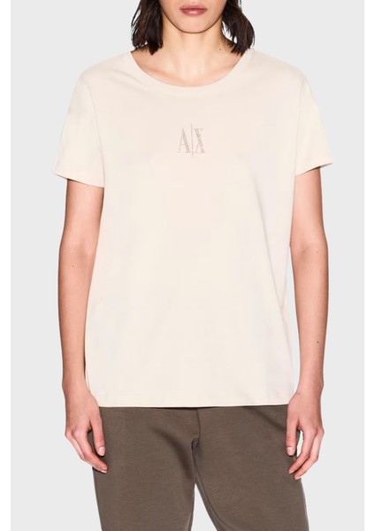 Armani Exchage Pamuk Relaxed Fit Taşlı Logolu T Shirt Bayan T Shirt XW000830 AF10356 U1092