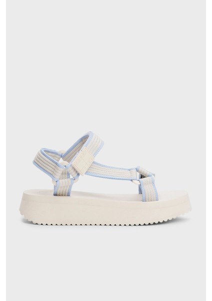 Logolu Platform Taban Cirtlı Sandalet Bayan Sandalet EN0EN02747 Acg