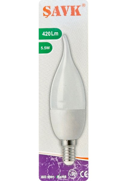 (4 adet) Şavk 5,5W (37W) Beyaz Işık (6500K) E14 DUYLU (Ince Duy) LED Kıvrık Ampul fiyatları