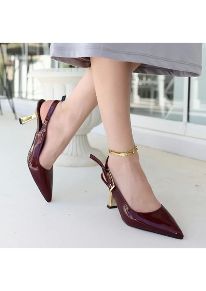 Zalin Bordo Rugan Topuklu Ayakkabı fırsatları