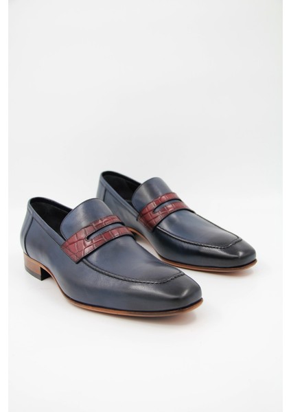 023704 Kösele Erkek Klasik Ayakkabı - Bordo-Lacivert modelleri