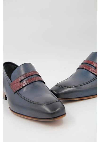 023704 Kösele Erkek Klasik Ayakkabı - Bordo-Lacivert indirimleri