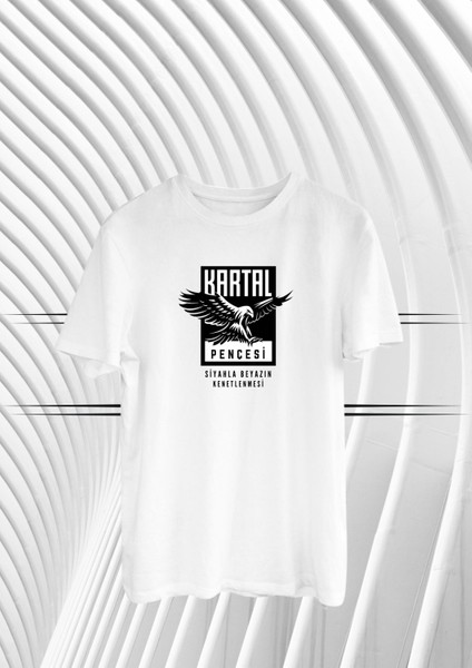 Hayat Koruma Kartal Pençesi Bisiklet Yaka Yüksek Kalite Baskılı Beyaz T-Shirt modelleri