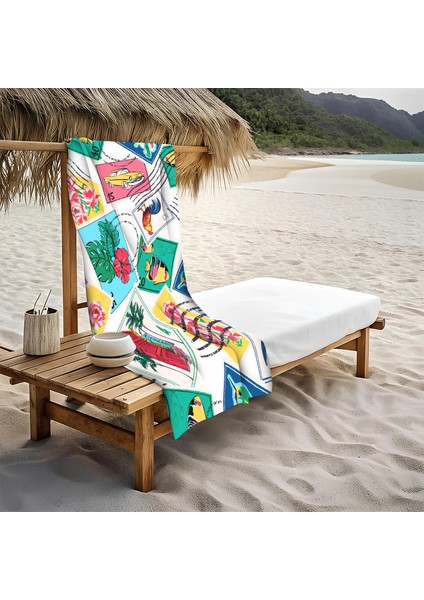 Dekoratif Modern Desenli Plaj Deniz Havlusu Peştamal 80 x 160 cm NRM16