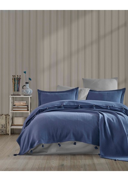 Newhome Saç Örgülü Pamuk Lüx Pike Takımı Indigo