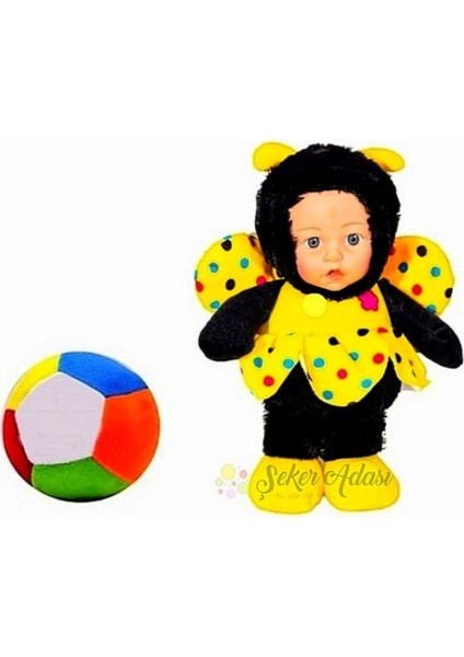 Peluş Sarı Arı Maya 30 cm ve Peluş Top 12 cm - 2 Ürün 1 Arada Oyuncak