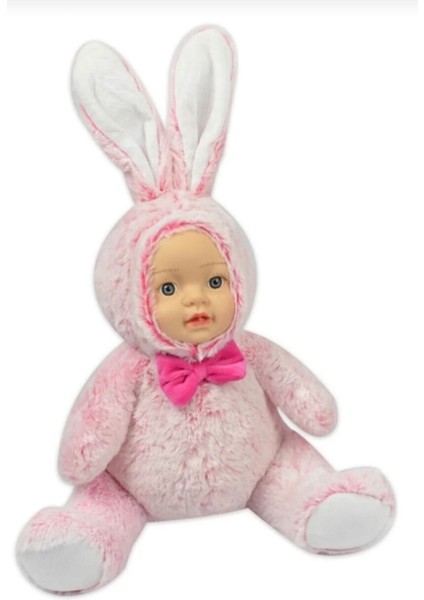Halley Sevimli Gerçek Bebek Yüzlü Pembe Tavşan 30 cm