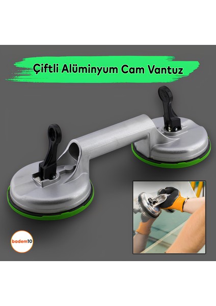 Çiftli Vantuz Cam Vantuzu Vakumlu Fayans Ahşap Tutucu Taşıma Araba Kaporta Göcük Çektirme 2'li Alüminyum