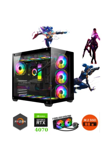 TKDEN-V47 RYZEN7-7700X 32GB Ddr5 1tb SSD RTX4070SUPER 12GB Sıvı Soğutma Masaüstü Bilgisayar