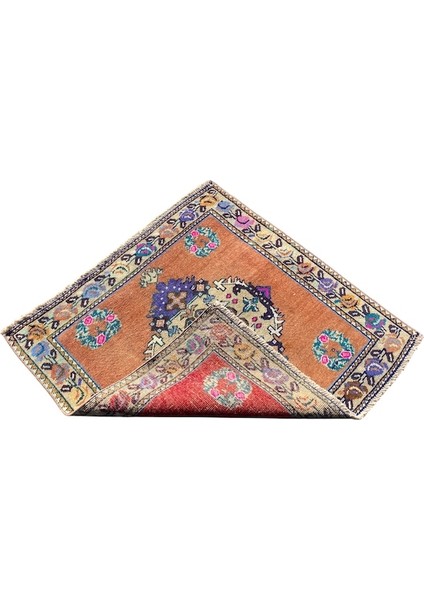 El Dokuma Küçük Kırşehir Halısı 75 x 75 Eskitme Kiremit Mor Halı modelleri