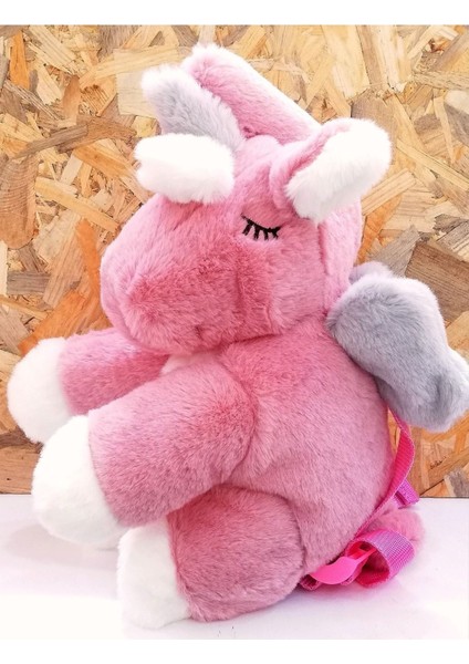 Sevimli Yumuşacık Unicorn Pony At Pembe Peluş Sırt Çanta 30 cm - lik