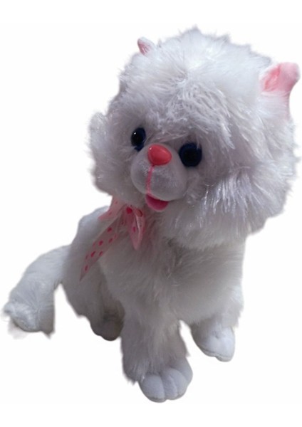 Peluş Oyuncak Oturan Tombul Sevimli Sesli Peluş Beyaz Kedi 45 cm fiyatları