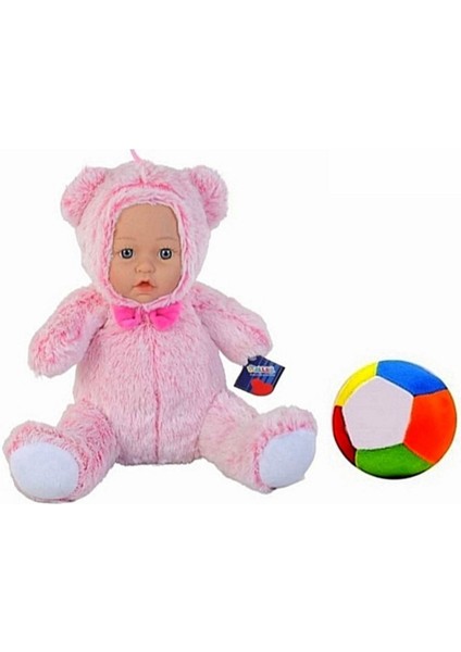 Peluş Bebek Yüzlü Ayı 30 cm ve Peluş Top - 2 Ürün 1 Arada Oyuncak