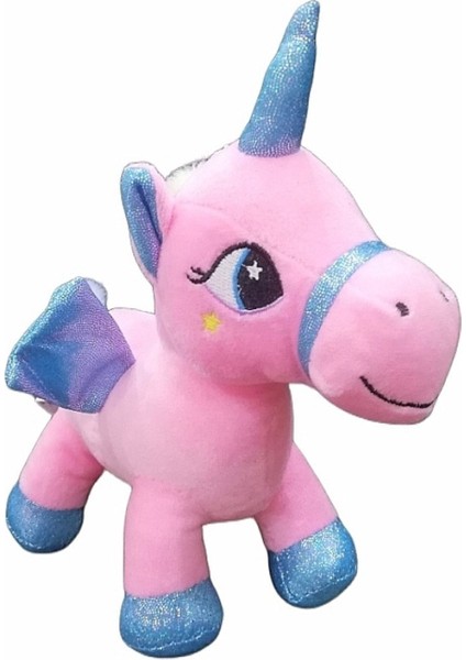 Sevimli Kanatlı Boynuzlu Gökkuşağı Unicorn Pony At Peluş Oyuncak 20cm - En Güzel
