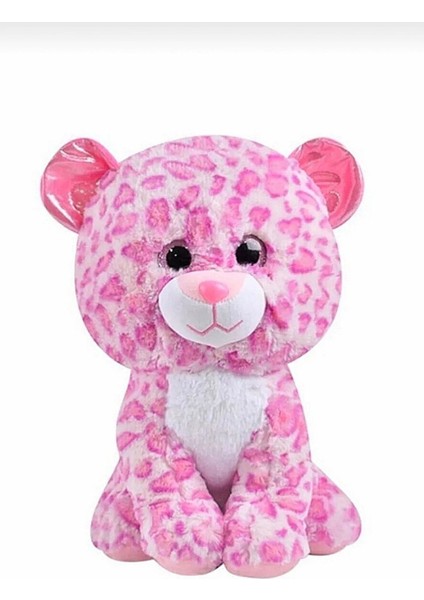 Sevimli Pembe Peluş Leopar Panter Kedi 17 cm
