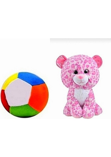 Peluş Pembe Panter 17 cm ve Peluş Top 12 cm - 2 Ürün 1 Arada Oyuncak