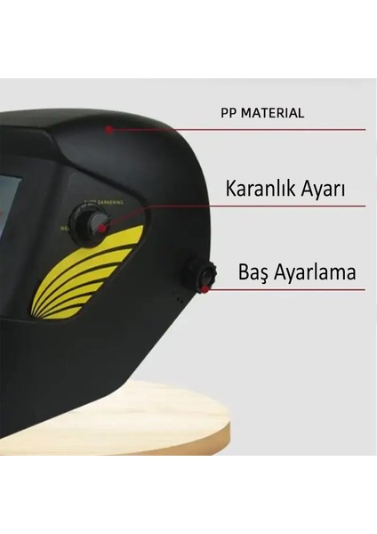 Güneş Enerjili Pilli Otomatik Kararan Baş Maskesi Siperlik Kartuşlu Kaynak Gözlüğü Ayarlanabilir