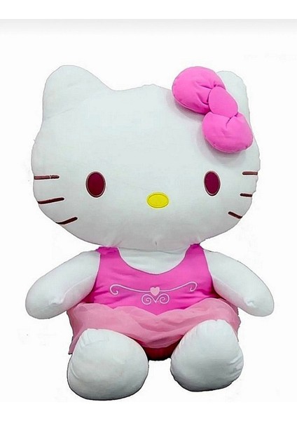 Lisanslı Peluş Hello Kitty 50 cm Fiyonklu Oyun ve Uyku Arkadaşı Peluş Kedi lik