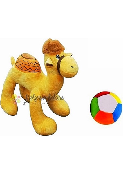Peluş Deve 28 cm ve Peluş Top - 2 Ürün 1 Arada Oyuncak