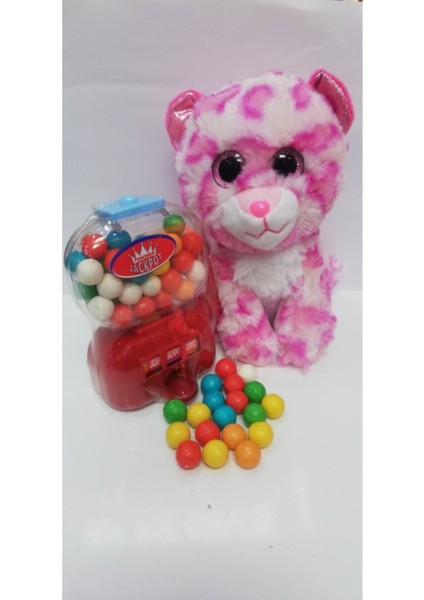 2 Si 1 Arada / Sevimli Arkadaşım Pembe Pink Panter 15 cm ve Jackpot Sakız Makinası