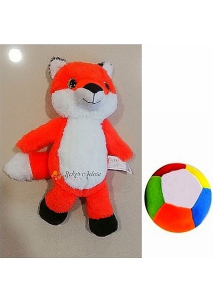 Peluş Tilki 35 cm ve Peluş Top 12 cm - 2 Ürün 1 Arada Oyuncak