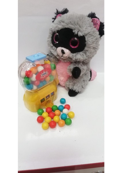 2 Si 1 Arada / Sevimli Arkadaşım Yavru Rakun 15 cm ve Jackpot Sakız Makinası.