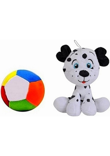 Peluş Dalmaçyalı Köpek 20 cm ve Peluş Top 12 cm - 2 Ürün 1 Arada Oyuncak