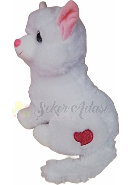 Sevimli Beyaz Kalpli Kedi - Peluş Oyuncak Hediyelik Uyku ve Oyun Arkadaşı fiyatları