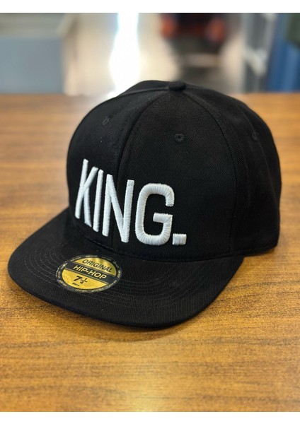 Kıng Nakışlı Siyah Renk Hip Hop Snapback Rapper Basket Cap Şapka