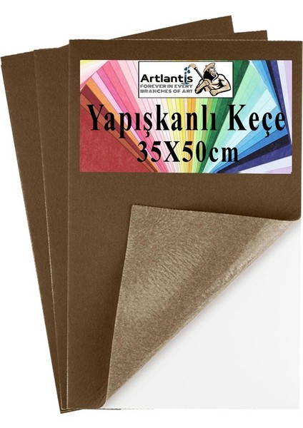 Kahverengi Yapışkanlı Keçe 35X50 cm 3 Adet 2.0 mm Kendinden Yapışkanlı Renkli Hobi Keçesi Elişi Keçe Kumaşı Anasınıfı