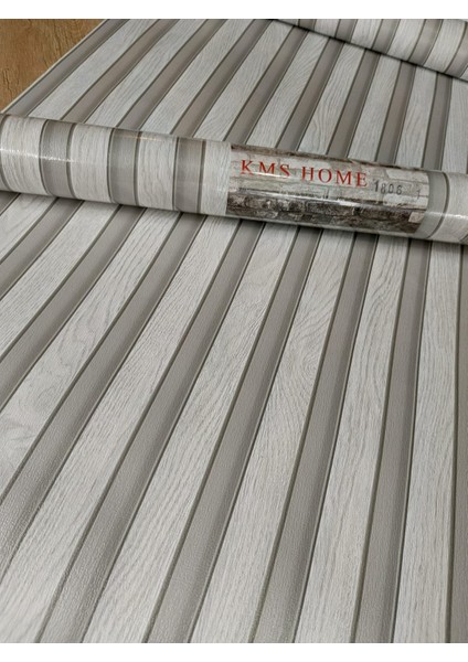 3 Boyutlu (53 cm x 10 Mt) Gri Çıta Panel Görünümlü Silinebilir Duvar Kağıdı 5 M²