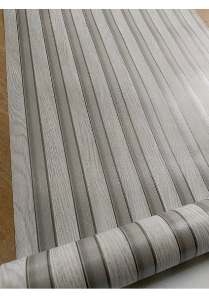 3 Boyutlu (53 cm x 10 Mt) Gri Çıta Panel Görünümlü Silinebilir Duvar Kağıdı 5 M² fiyatları