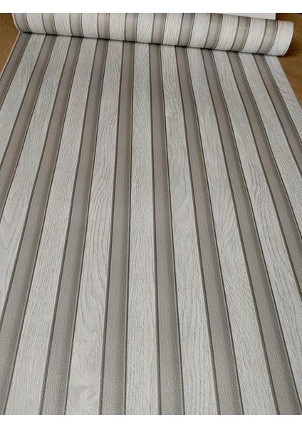 3 Boyutlu (53 cm x 10 Mt) Gri Çıta Panel Görünümlü Silinebilir Duvar Kağıdı 5 M² modelleri