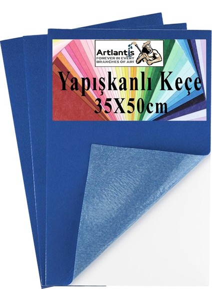 Lacivert Yapışkanlı Keçe 35X50 cm 3 Adet 2.0 mm Kendinden Yapışkanlı Renkli Hobi Keçesi Elişi Keçe Kumaşı Anasınıfı