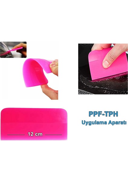 Ppf/tph Silikon Çekçek Ragle Cam Filmi Çekme Uygulama Aparatı Pembe 12X7.5CM