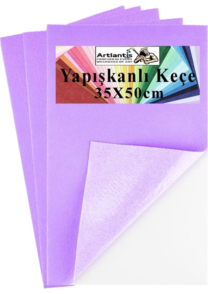 Lila Yapışkanlı Keçe 35X50 cm 3 Adet 2.0 mm Kendinden Yapışkanlı Renkli Hobi Keçesi Elişi Keçe Kumaşı Anasınıfı