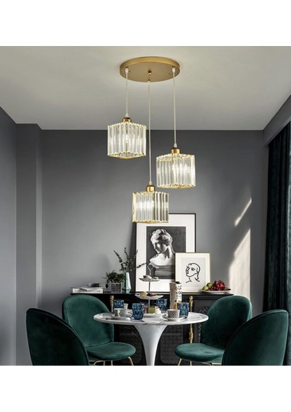 Lüx Kristal Gold 3 Lü Sarkıt Avize