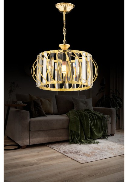 Luxury Gold 27 cm Kristal Taşlı Avize