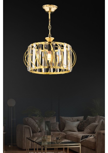 Luxury Gold 27 cm Kristal Taşlı Avize