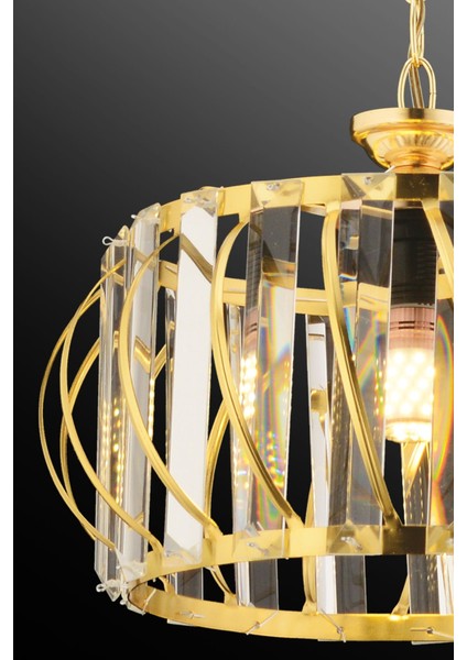 Luxury Gold 27 cm Kristal Taşlı Avize