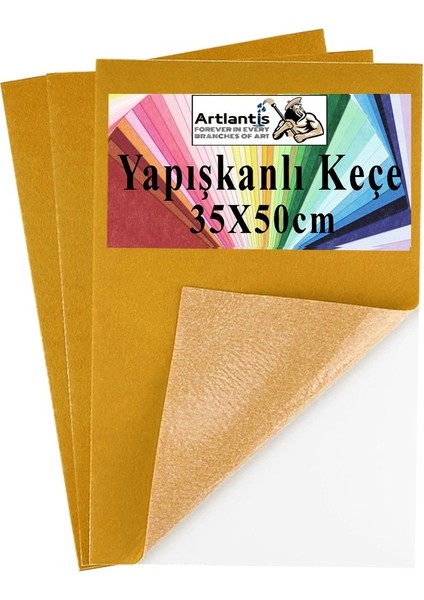 Turuncu Yapışkanlı Keçe 35X50 cm 3 Adet 2.0 mm Kendinden Yapışkanlı Renkli Hobi Keçesi Elişi Keçe Kumaşı Anasınıfı