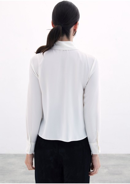 Şerit Aksesuarlı Gömlek - Ekru indirimleri