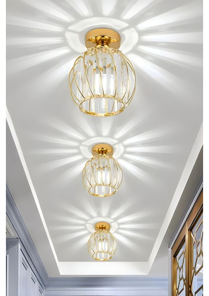 Bella Luce Model Gold Kaplama Kristal Taşlı Metal Gövde Modern Her Alana Uygun Lüx Plafonyer Avize