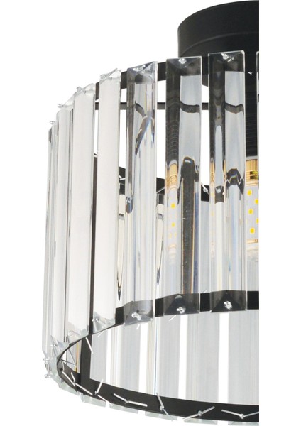 Modern Lüx Kristal Siyah Plafonyer Avize