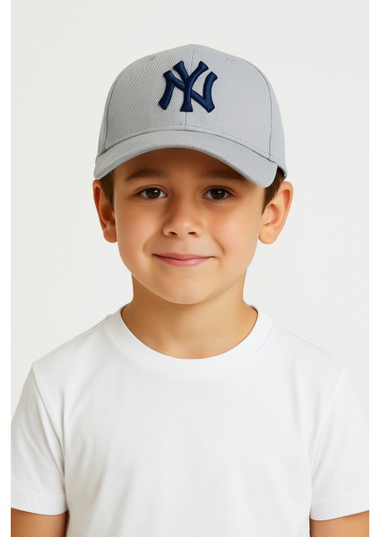 Erkek Çocuk Ny Nakışlı Spor Şapka | Ayarlanabilir Yazlık Güneşlik Pamuklu Şapka Modeli 6-12 Yaş