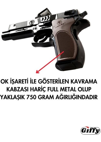Oyuncak Baretta Silah Kovboy Tabancası 6 (Altı) Patlar Kapsül Mantar Polis Tabanca Full Demir Vip Özel Yapım 23CM