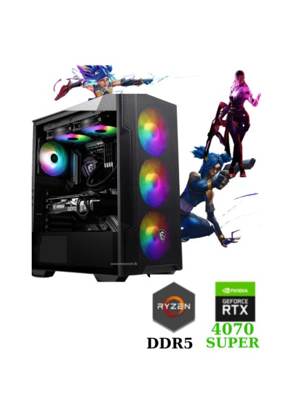 EN-V55 RYZEN5-7600 32GB Ddr5 1tb SSD RTX4070SUPER 12GB Oyuncu Masaüstü Bilgisayar