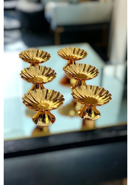 6'lı Gold Metal Dekoratif Papatya Kahve Yanı Lokumluk modelleri